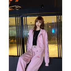 批发美式高街运动套装女秋冬新款粉色<b class='q'>嘻哈</b>炸街连帽卫衣阔腿<b class='q'>裤</b><b class='q'>两件套</b>潮