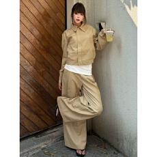 批发高级感时髦<b class='q'>运动</b>套装<b class='q'>女</b>秋季时尚酷飒短款夹克外套高腰阔腿裤<b class='q'>两件</b>套