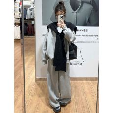 批发休闲时尚<b class='q'>运动服</b>套装女春秋季韩系慵懒风宽松圆领卫衣阔腿裤两件套