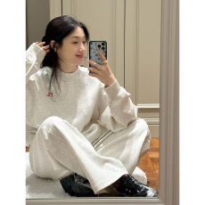 批发初秋韩系卫衣<b class='q'>运动服</b>套装女新款宽松圆领卫衣卫裤慵懒松弛感两件套