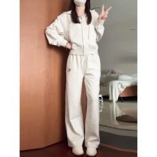 批发美式少年感休闲<b class='q'>运动服</b>套装女春秋学生宽松时尚连帽卫衣跑步两件套