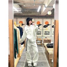 批发美式复古休闲<b class='q'>运动服</b>套装女春秋学生宽松时尚开衫卫衣长裤两件套潮