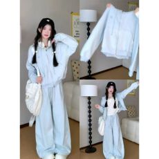 批发韩系少女休闲运动套装女<b class='q'>秋</b>季学生宽松显瘦时尚减龄连帽卫衣两件套