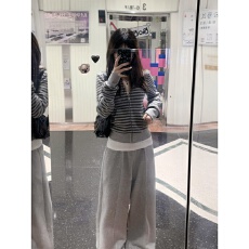 批发韩系春<b class='q'>秋</b>穿搭连帽条纹卫衣休闲卫裤套装女松弛慵懒风氛围感两件套