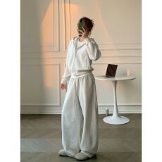 批发高级感运动服套装女春<b class='q'>秋</b>宽松时尚慵懒风卫衣阔腿裤休闲两件套跑步