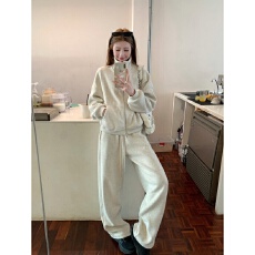 批发运动休闲套装女春秋韩版高级感时尚宽松显瘦立领<b class='q'>卫衣</b>阔腿裤两件套