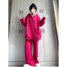 批发盐系少女<b class='q'>休闲</b>运动服套装女春秋学院风宽松洋气减龄连帽卫衣两件套