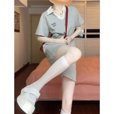 批发灰色<b class='q'>短袖</b>短裤<b class='q'>运动服</b>套装女夏季学生韩版宽松减龄休闲两件套潮ins