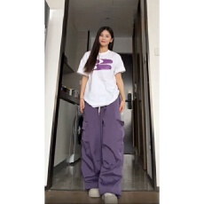 批发少年感休闲运动套装<b class='q'>女</b>夏季印花短袖T恤个性<b class='q'>工装裤</b>学生减龄两件套