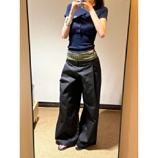 批发美式复古运动<b class='q'>套装</b>女夏季宽松时尚短袖格子拼接阔腿裤<b class='q'>休闲</b>两件套潮