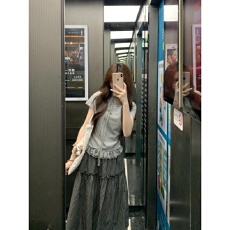 批发美式休闲<b class='q'>运动服</b>套装女夏季甜美蝴蝶结猫咪修身正肩短袖长裤两件套