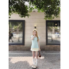 批发小清新减龄休闲<b class='q'>运动服</b>套装女夏季新款V领短袖短裙<b class='q'>气质</b>显瘦两件套