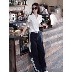 批发高级感运动套装<b class='q'>女</b>夏季宽松显瘦时尚炸街洋气短袖<b class='q'>长裤</b>休闲两件套潮