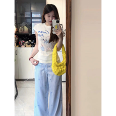 批发夏季盐系少女休闲运动<b class='q'>套装</b>女纯欲风短袖阔腿裤时尚显瘦穿搭两件套