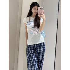 批发夏季韩系时尚休闲运动服套<b class='q'>装</b>女正肩短袖阔腿<b class='q'>裤</b><b class='q'>卡通</b>猫咪印花两件套