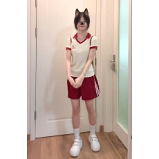 批发活泼减龄少女学院风<b class='q'>运动</b>服套装女夏季短袖短裤时尚炸街跑步两件套
