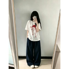 批发日系小众独特漂亮休闲<b class='q'>运动套装</b>女夏童趣立体刺绣上衣阔腿裤两件套