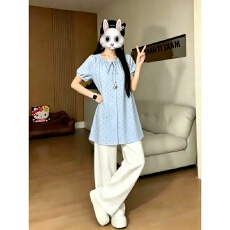 批发<b class='q'>夏</b>季一整套ootd穿搭云南出游明媚艺术生波点衬衫裤子初<b class='q'>夏</b>绝美套装