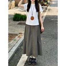 批发日系学院少年感休闲运动<b class='q'>套装</b>女夏季纯棉圆领短袖工装裙百搭两件套