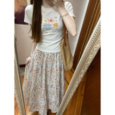 批发夏季绝美短袖<b class='q'>运动服</b>套装女盐系甜美上衣半身裙休闲减龄ootd两件套