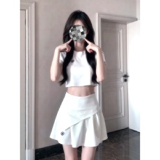批发韩系辣妹休闲运动服套装女夏季短款露肚脐短袖T恤高腰短裙<b class='q'>两件套</b>