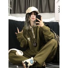 批发日系少年感休闲<b class='q'>运动服</b>套装女春秋学生<b class='q'>宽松</b>时尚连帽卫衣跑步两件套