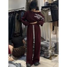 网红炸街运动套装女秋季洋气时尚显瘦美式卫衣阔腿裤休闲两件套潮