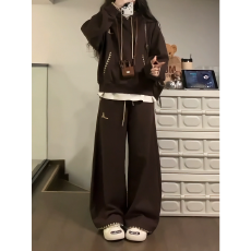 批发韩系学生连帽卫衣<b class='q'>运动服</b>套装女秋季小个子宽松卫裤时尚炸街两件套