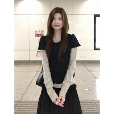 批发韩系早秋穿搭一整套装裙女叠穿马甲内搭<b class='q'>打底衫</b>小个子漂亮时尚套装