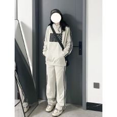 批发盐系炸街运动服套装女秋季学生宽松时尚连帽卫衣卫裤休闲两件套潮