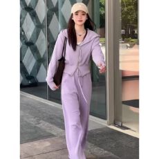 批发巨好看的休闲运动套装女秋冬季遮肉显白减龄<b class='q'>开衫</b><b class='q'>卫衣</b>阔腿裤两件套