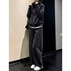 批发高级感运动服套装女秋季宽松显瘦时尚洋气连帽卫衣跑步休闲两件套