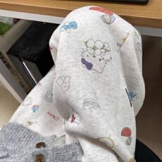 批发薄款加绒华棉复合美式涂鸦印花休闲裤女秋冬加绒阔腿裤