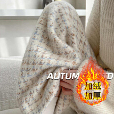 批发千鸟格阔腿裤女秋冬款高腰慵懒宽松显瘦加绒休闲直筒裤