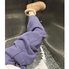 批发（薄款/加绒）复合 美式休闲运动卫<b class='q'>裤</b>女秋冬<b class='q'>新款</b>宽松束脚<b class='q'>裤</b>