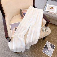 批发有内衬 <b class='q'>冰</b><b class='q'>丝</b>网纱阔腿裤女夏季薄款新款防晒开叉直筒休闲裤