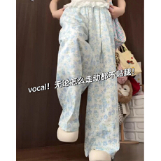 批发碎花阔腿裤女夏季薄款高腰小个子宽松休闲直筒显瘦山本裤