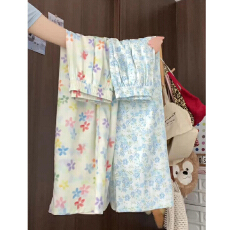 批发碎花阔腿裤女夏季薄款高腰小个子宽松休闲直筒显瘦山本裤