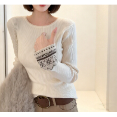 批发苞芯纱长袖提花设计感慵懒舒适上衣2025秋冬内搭针织衫好看打底衫