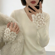 批发法式钩花V领打底衫女2026春新款纯色佳修身内搭针织衫百搭上衣