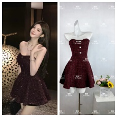 批发FAY莓果千层重工小香风编织粗花呢性感小<b class='q'>裙摆</b>显瘦抹胸吊带上衣