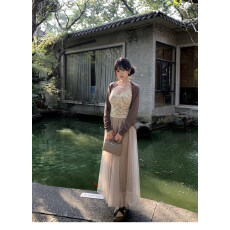 拂晓设计感开衫+吊带+半身长裙三件套女早春新款纯欲套装