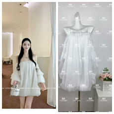 批发Hotdog 热狗很辣梦野长廊荷叶边花苞吊带裙女清冷气质<b class='q'>连衣裙</b>