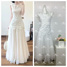 批发富家千金风亮片蕾丝背心<b class='q'>连衣裙</b>女生日礼服高级感气质收腰网纱长裙