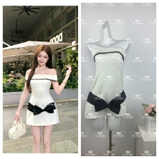 批发2026画解WAHJU曼妙女神闪片点缀<b class='q'>蝴蝶结</b>设计千金风<b class='q'>连衣裙</b>