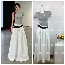 批发2026新款巨好看<b class='q'>白色</b>半身裙女装小个子多巴胺穿搭套装<b class='q'>长裙</b>送皮