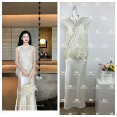 批发凌茜恣禾月照金枝国风新中式网纱刺绣<b class='q'>马甲</b>吊带缎面<b class='q'>长款</b>鱼尾裙子