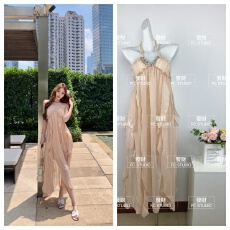 批发2026丛林仙子仙女度假裙法式氛围感高级挂脖深V<b class='q'>露背</b><b class='q'>连衣裙</b>