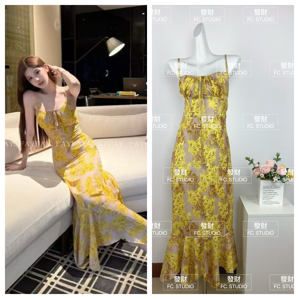 fay 금 송 화 여름 느슨함 가슴 펌프 로프 만화 몸 꽃무늬 슬립 인어 꼬리 드레스