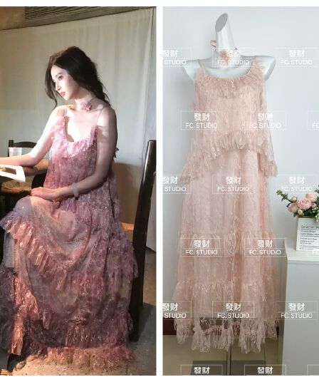 여름 새로운 광장 칼라 디자인 센스 디스플레이 화이트 품격 슬림해 보이는 여성 드레스